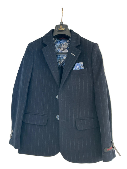 Leo and Zachary - Boys Blazer, Navy Pinstripes