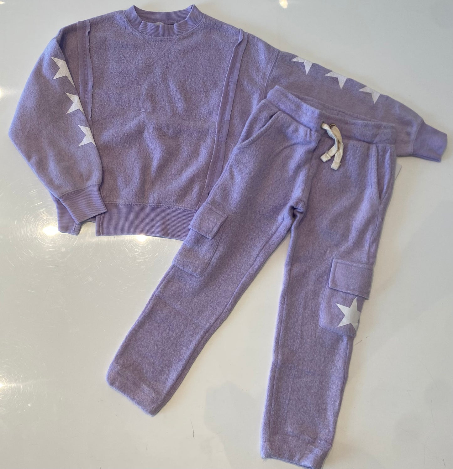 Play six lavender star sweat set little girl