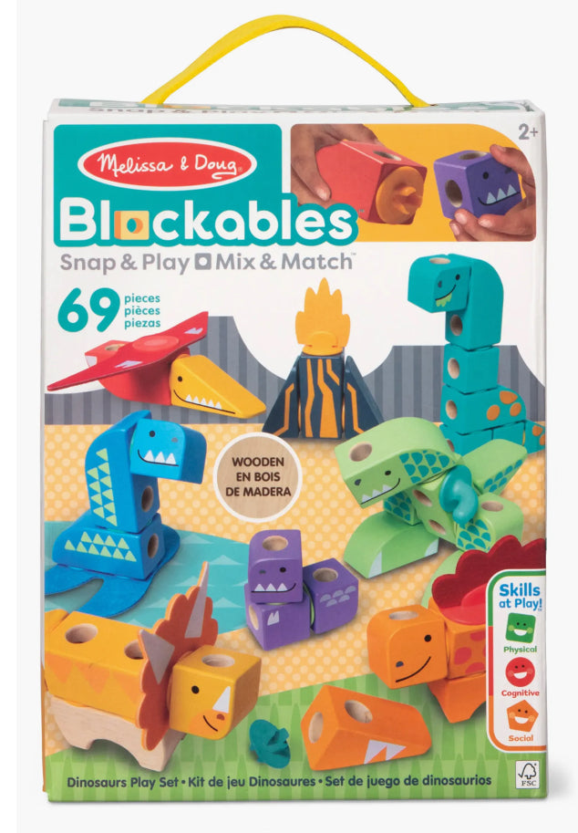 Melissa & Doug - Blockables Dinos 69-Piece Snap & Play Set