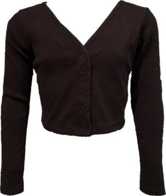 Vintage Havana Girls Black Ribbed Snap Button Cardigan