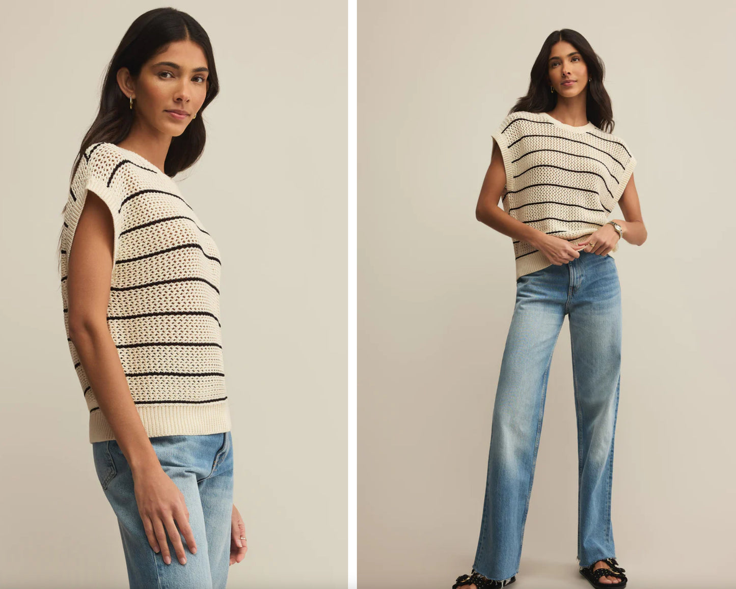 Z Supply - Ines Striped Crochet Sweater Top