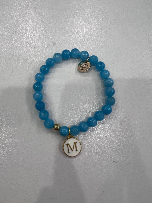 Little Miss Zoe gemstone aqua initial bracelet