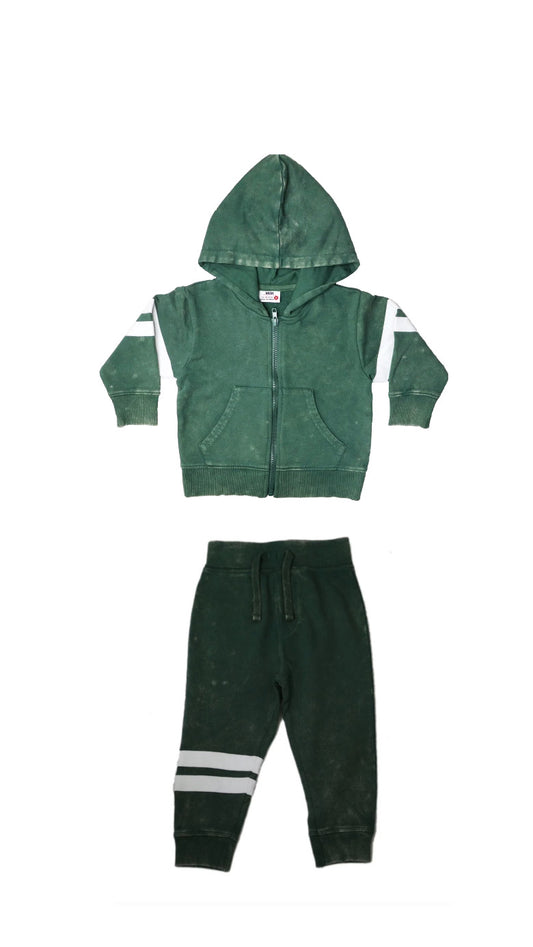 Mish Sports Stripe Hunter green set