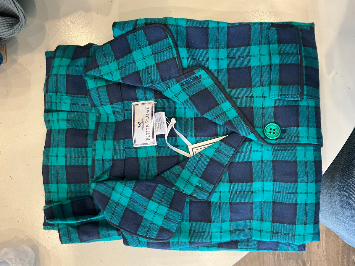 Petite Plume - Navy And Green Gingham pajama set