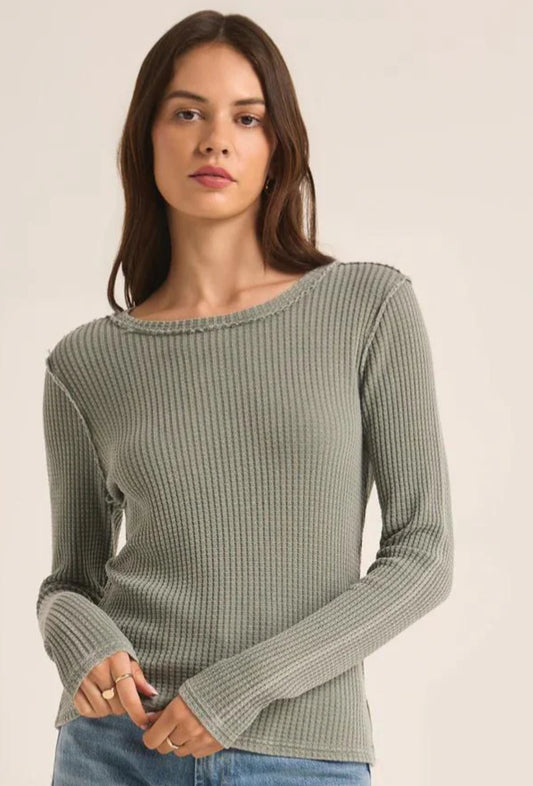 Z-SUPPLY ARLET THERMAL TOP - PALM GREEN