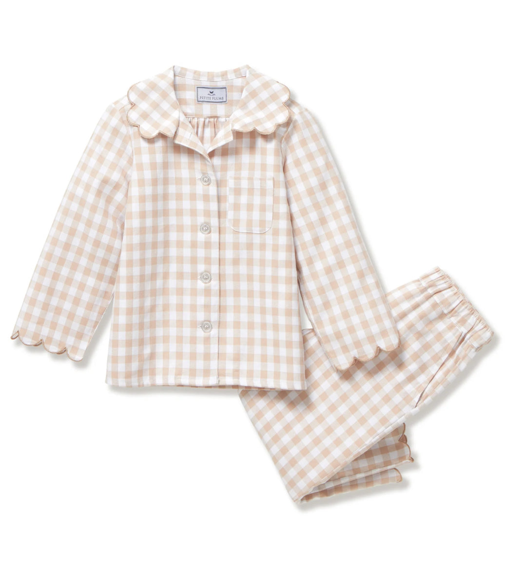 Petite Plume - Children's Twill Colette Pajama in Camel Gingham