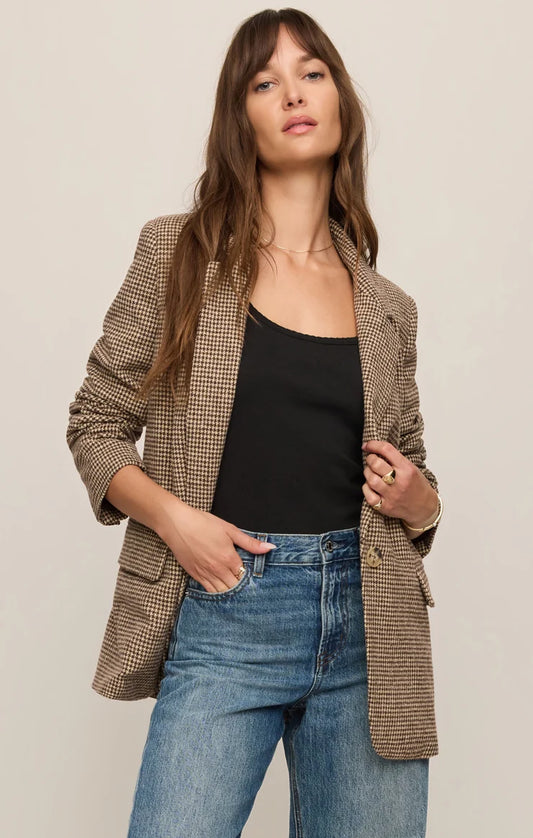 Z Supply - Evan Check Blazer, Dark Chocolate