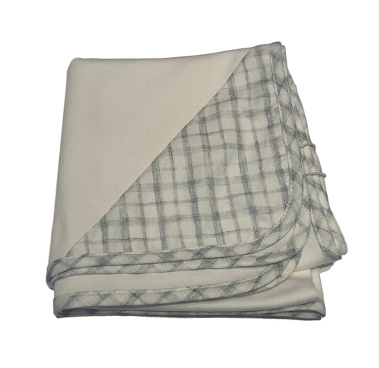 Baby GI - White Blanket with Blue Plaid