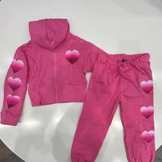 Flowers by Zoe pink heart sweatsuit