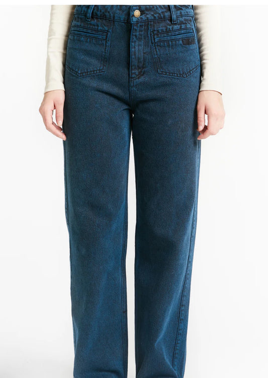 Indee: TROUSERS TAXI . STRAIGHT LEG JEANS TROUSERS BLUE BLACK