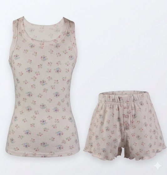 FBZ- FLOWER TANK WITH SHORTS SET