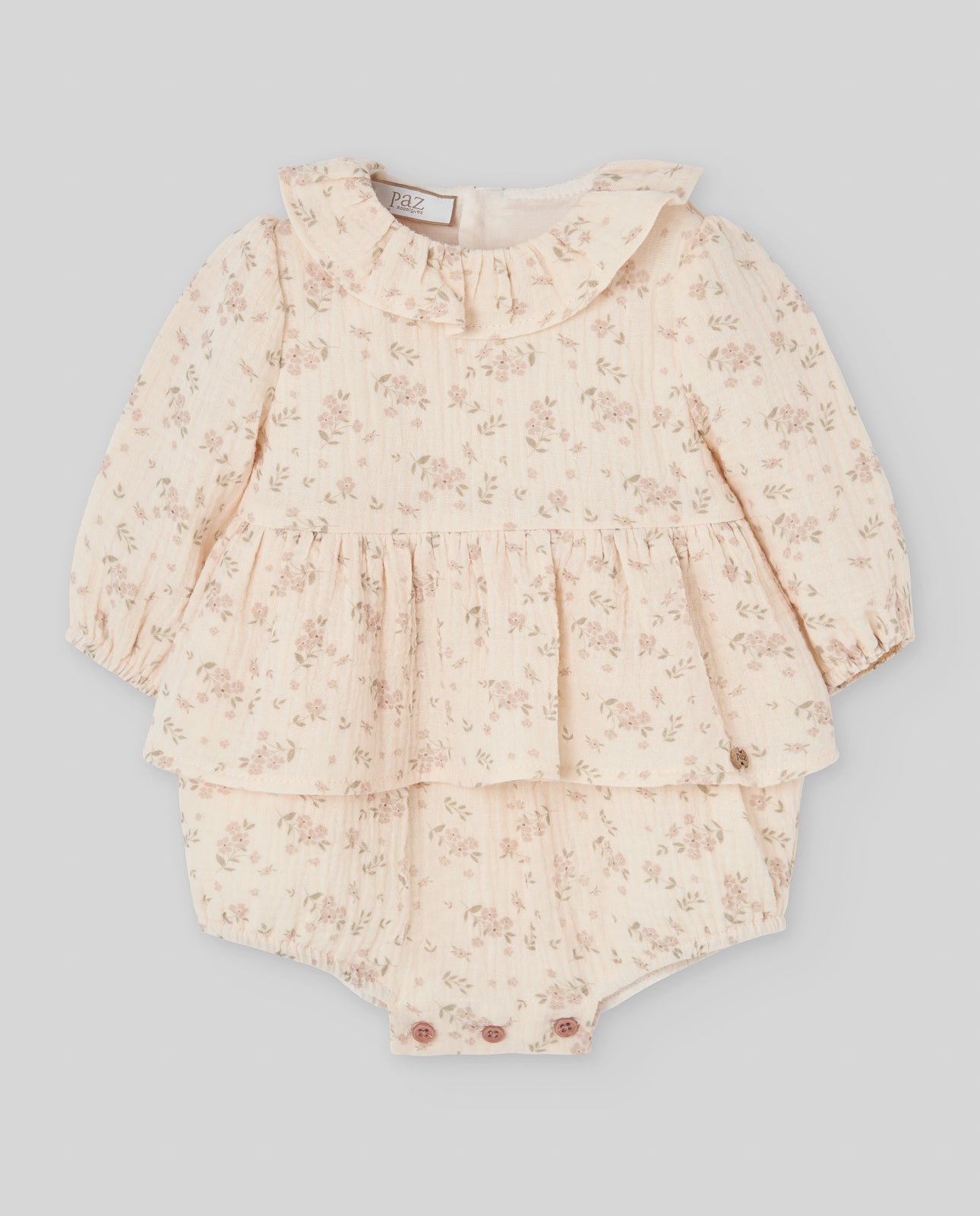 Paz Rodriguez - Moneca Woven Newborn Romper, Mist Pink
