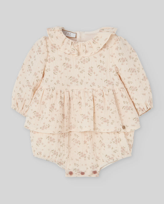 Paz Rodriguez - Moneca Woven Newborn Romper, Mist Pink