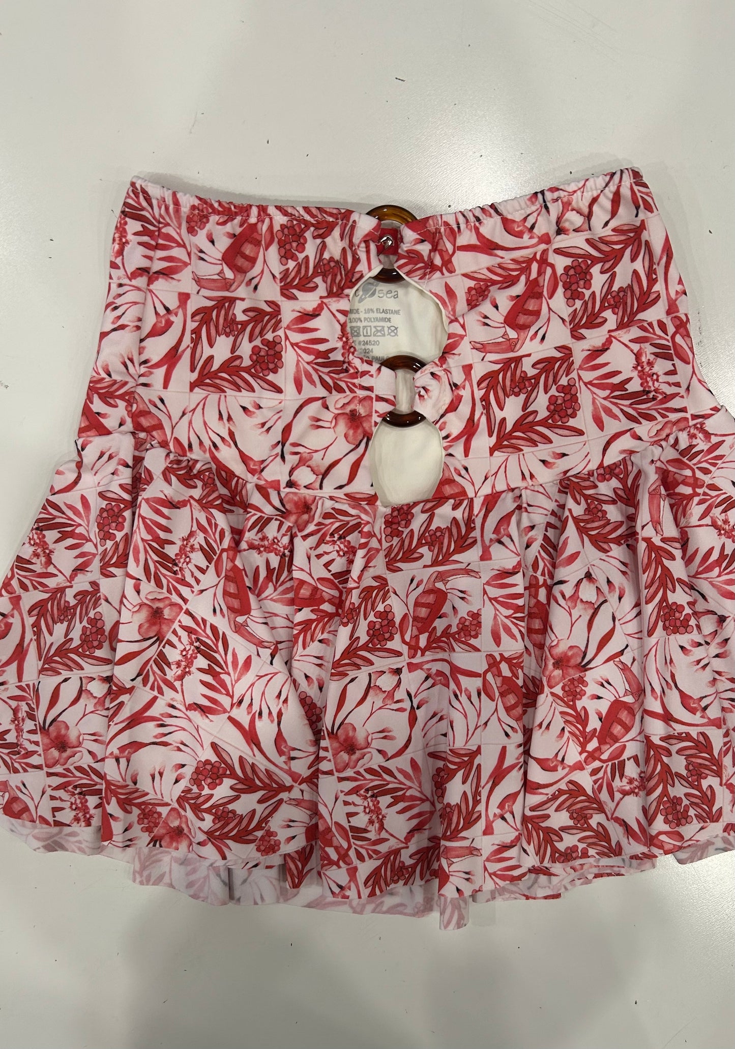 Planet sea red toucan skirt