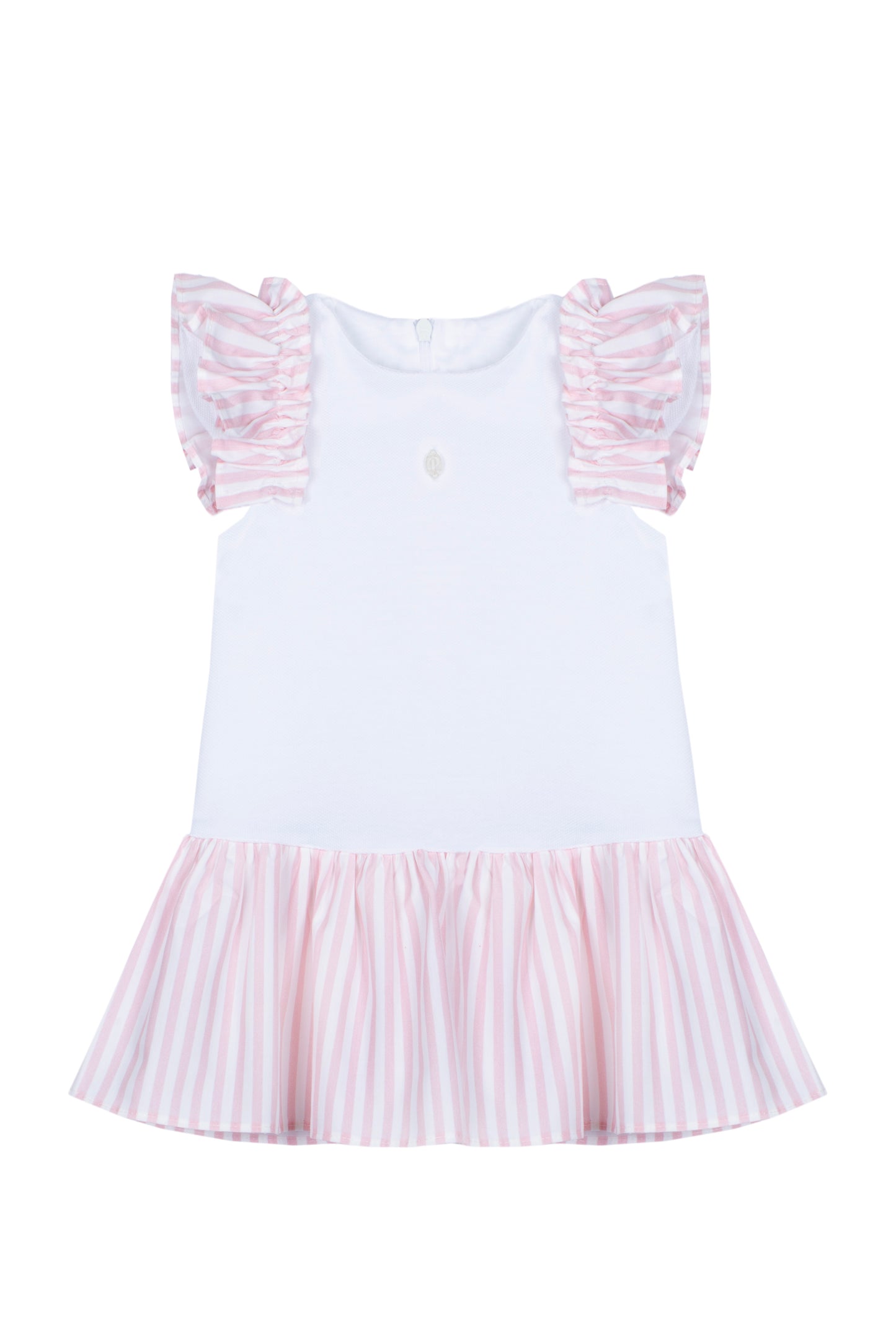 Patachou - Girls Ruffle Striped Dress, Pale Pink