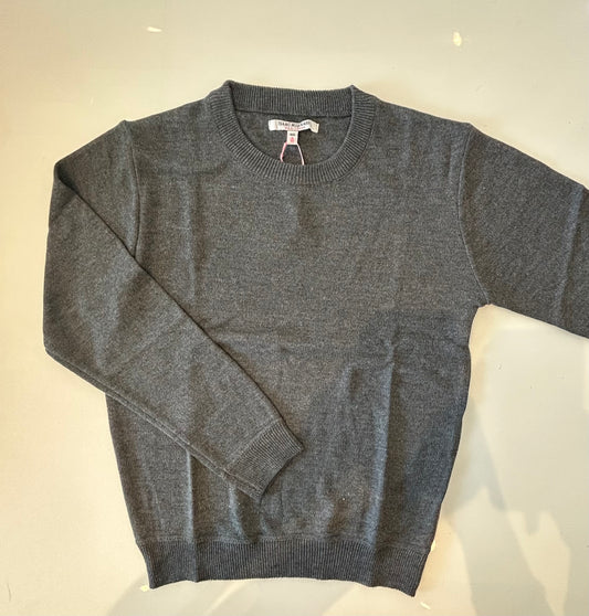 Isaac Mizrahi boys solid crew neck sweater charcoal