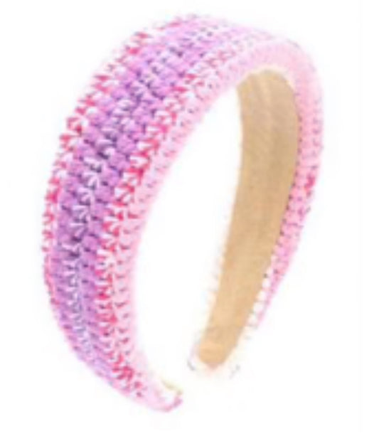 Bari Lynn Flat Crochet Headband - Pink/Lavender