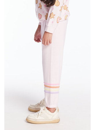 CHASER SWEATPANTS - COZY KNIT SLIM SLOUCHY PANT W/ STRAPPINGS, PINKY