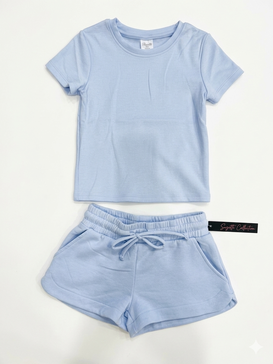 Suzette - Flodal Short Sleeve Tee & Shorts, Art Blue