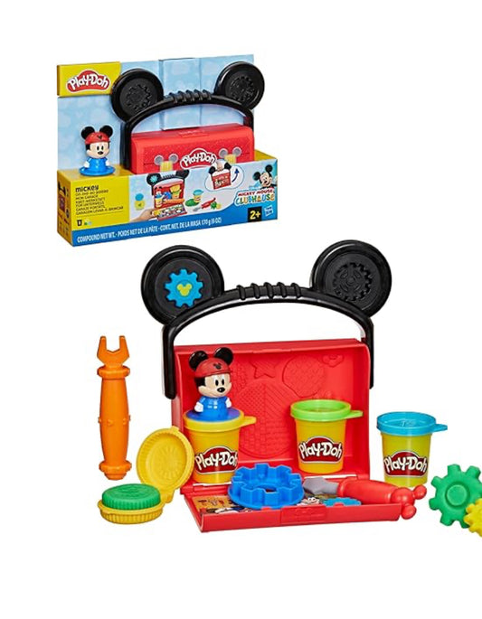 Play-Doh Disney Junior Mickey Mouse Clubhouse, On-The-Go Garage Mickey Mouse Playset, Arts & Crafts Preschool Toys for Kids 2+