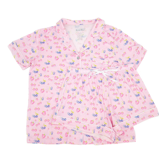 Katie J - Lynn Short Sleeve Lounge Set, Berries and Cream