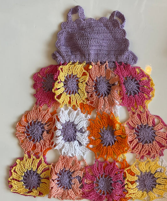 Planet sea LILAC MULTI CROCHET FLOWER DRESS