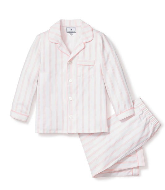 Petite plume pink and white stripe pajama set