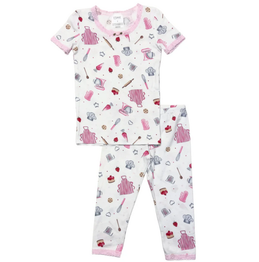 ESME Pjs - Girls Short Sleeve set Baked With Luv