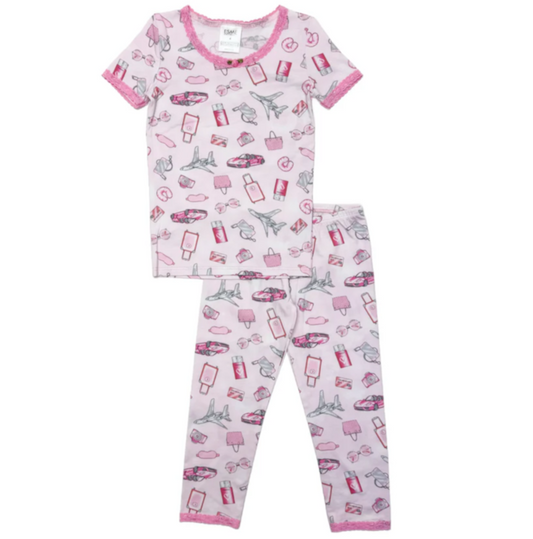 Esme Girls Short Sleeve set Pink JetSet