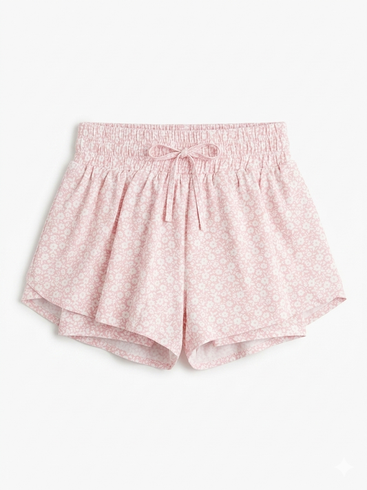Suzette - Tween Ditsy Daisy Fly Away Shorts, Pink Ditsy Daisy