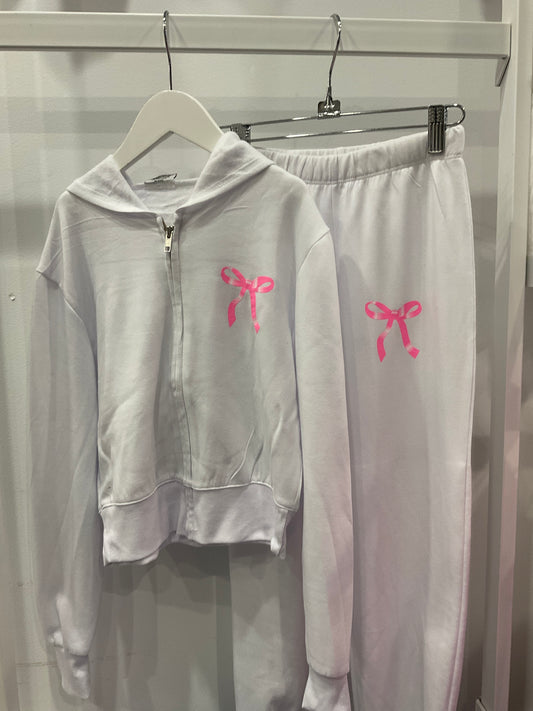 Firehouse - Old Pink Bow sweat Set in White