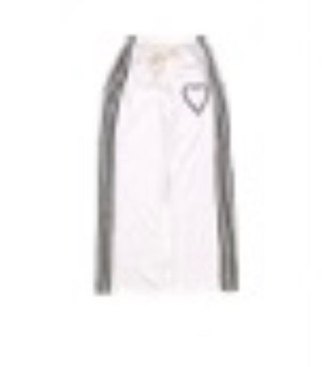 T2Love - Wide Leg Pant with Sports Trim Heart Outline, White