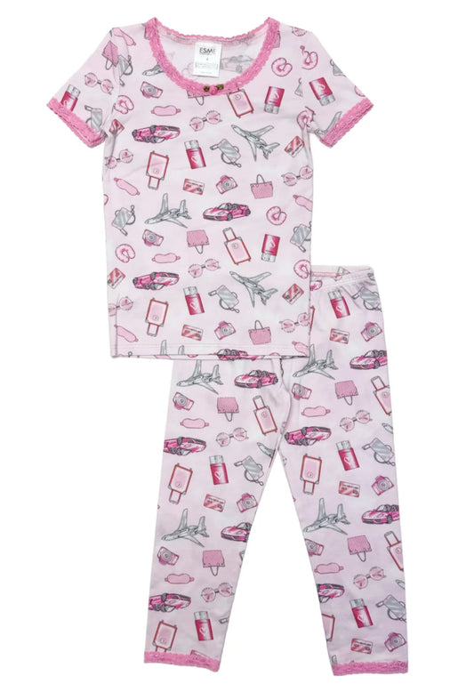 Esme - Girls Short Sleeve Set Pink Jetset