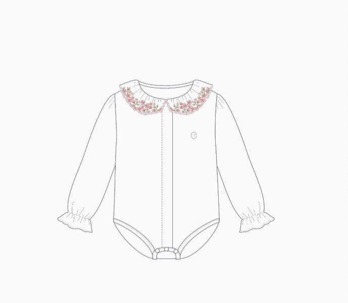 Patachou - Long Sleeve Onesie & Pants, Ecru/Sweet Pink