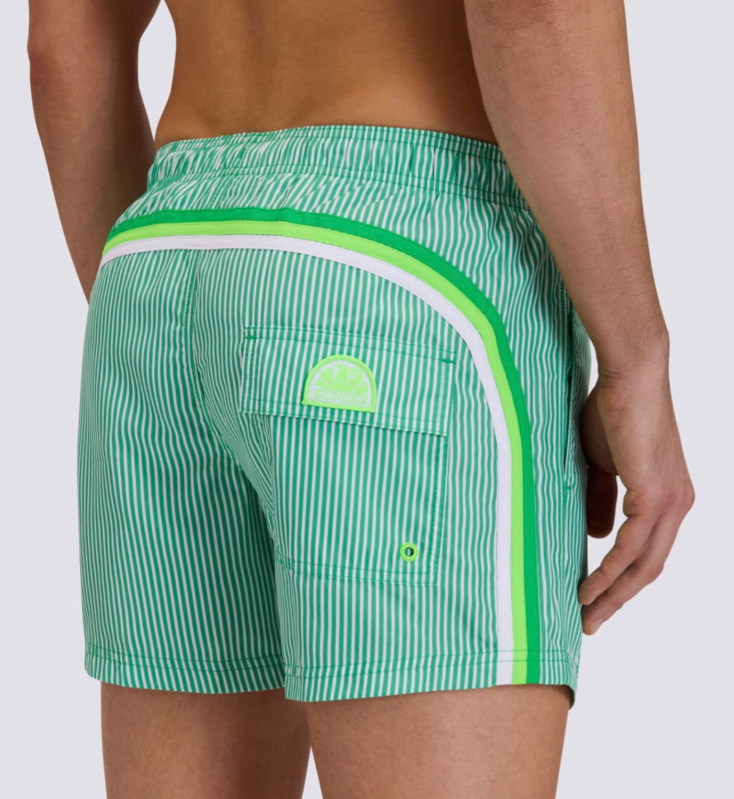 Sundek - Men’s 14’ Elastic Waist Swim Trunks, Bright Green