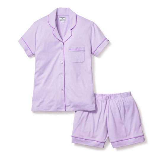 Petite plume Women's Pima Short Sleeve Short Set in Lavender