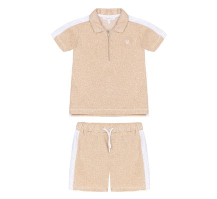 Patachou - Polo Shirt & Shorts, Beige Melange