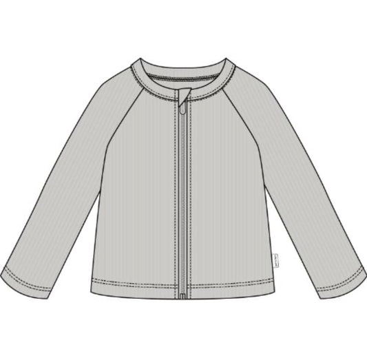 Petite Lem - Long Sleeve Knit Rashguard, Light Grey
