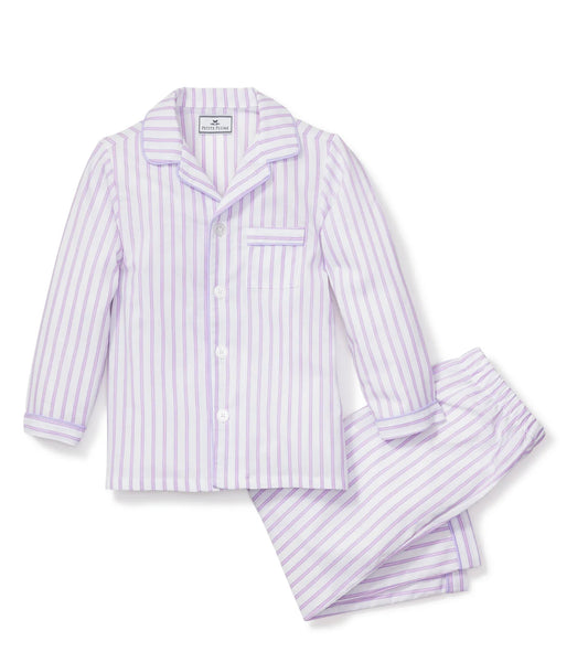 Petite plume lavender French ticking pajama set