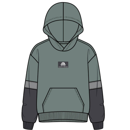 Miles The Label - Long Sleeve Color Block Hoodie & Pants, Green Dusty