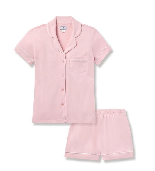 Petite plume Women's Pima Pajama Short Sleeve Set in Pink