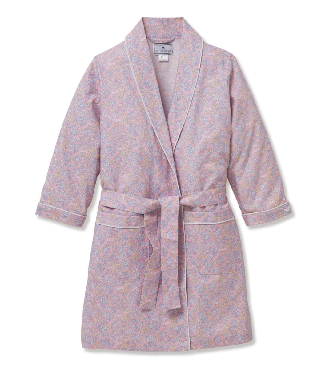 Petite Plume - Children’s Twill Robe, Fleur Blush