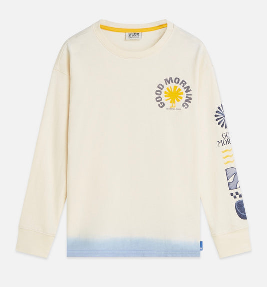 Scotch & Soda -Good Morning Long Sleeve T-Shirt, Eggnog