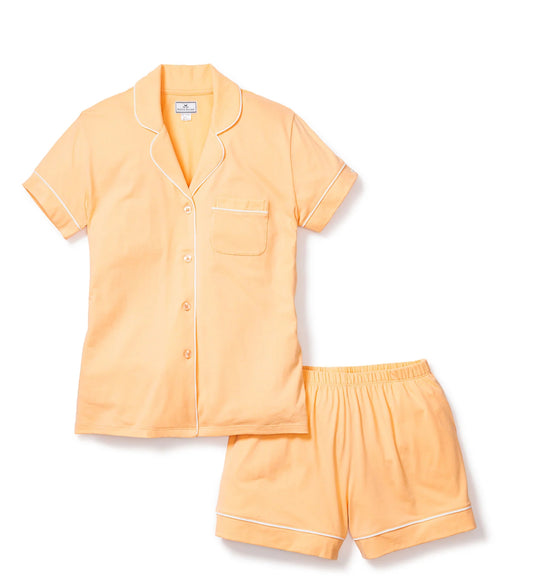 Petite plume Women's Pima Short Sleeve Short Set in peach