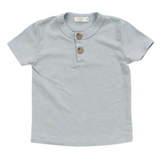 COZII - Short Sleeve Henley Top, White