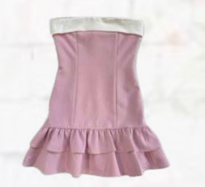 Katie J - Eva Dress, Baby Pink/White