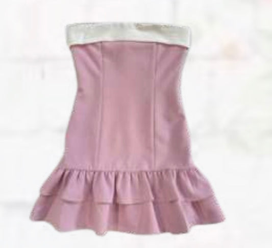 Katie J - Eva Dress, Baby Pink/White