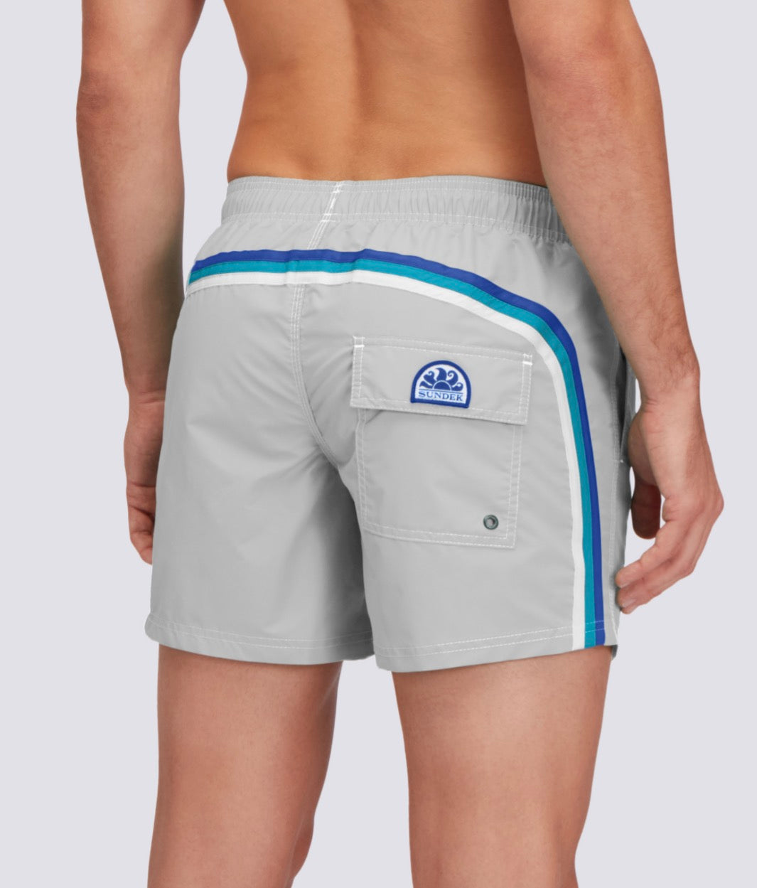 Sundek - Men’s 14’ Elastic Waist Swim Trunks, Silver
