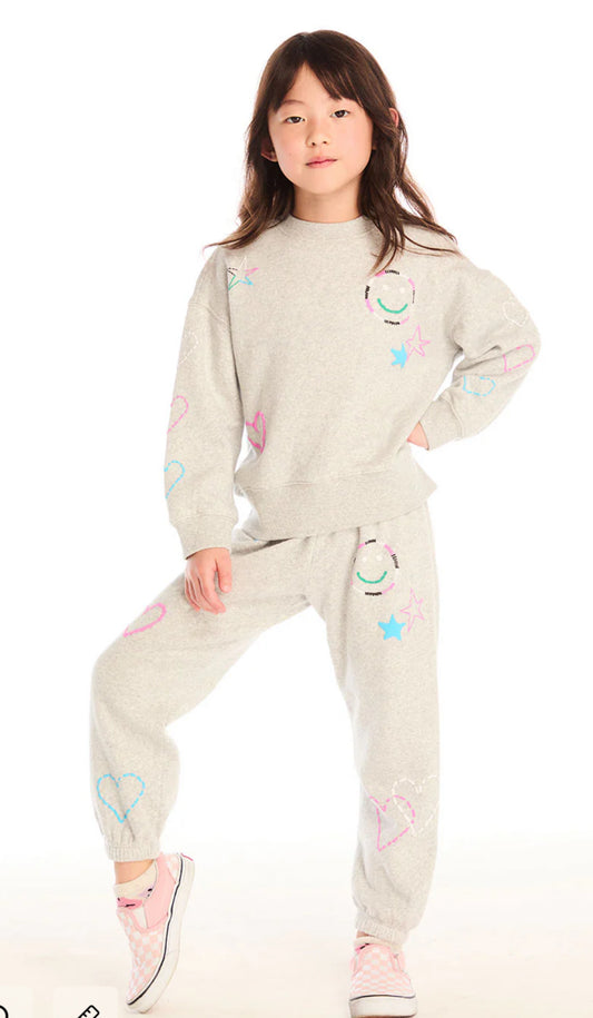 Chaser - Cotton Fleece Slim Slouchy Heather Grey Set