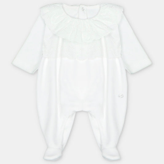 Martin Aranda - Footie in Cotton Velour Yernes, White